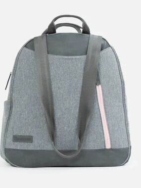 Women Doubletake Melbourne Gray Tennis Backpack Tote with Pink Accent